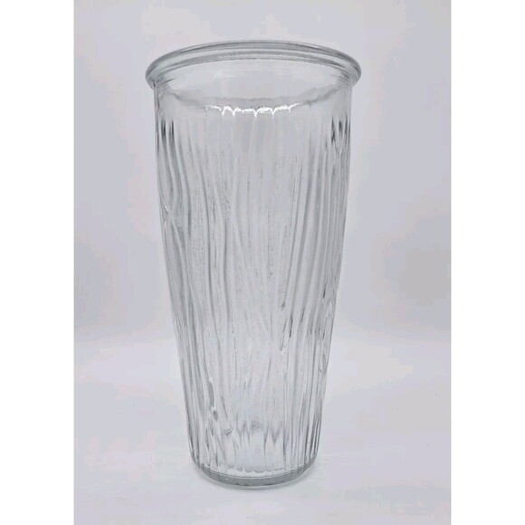 Wavy Ribbed Glass Vase Heavy Large Centerpiece Clear Wedding Decor Shower Party - Picture 3 of 9